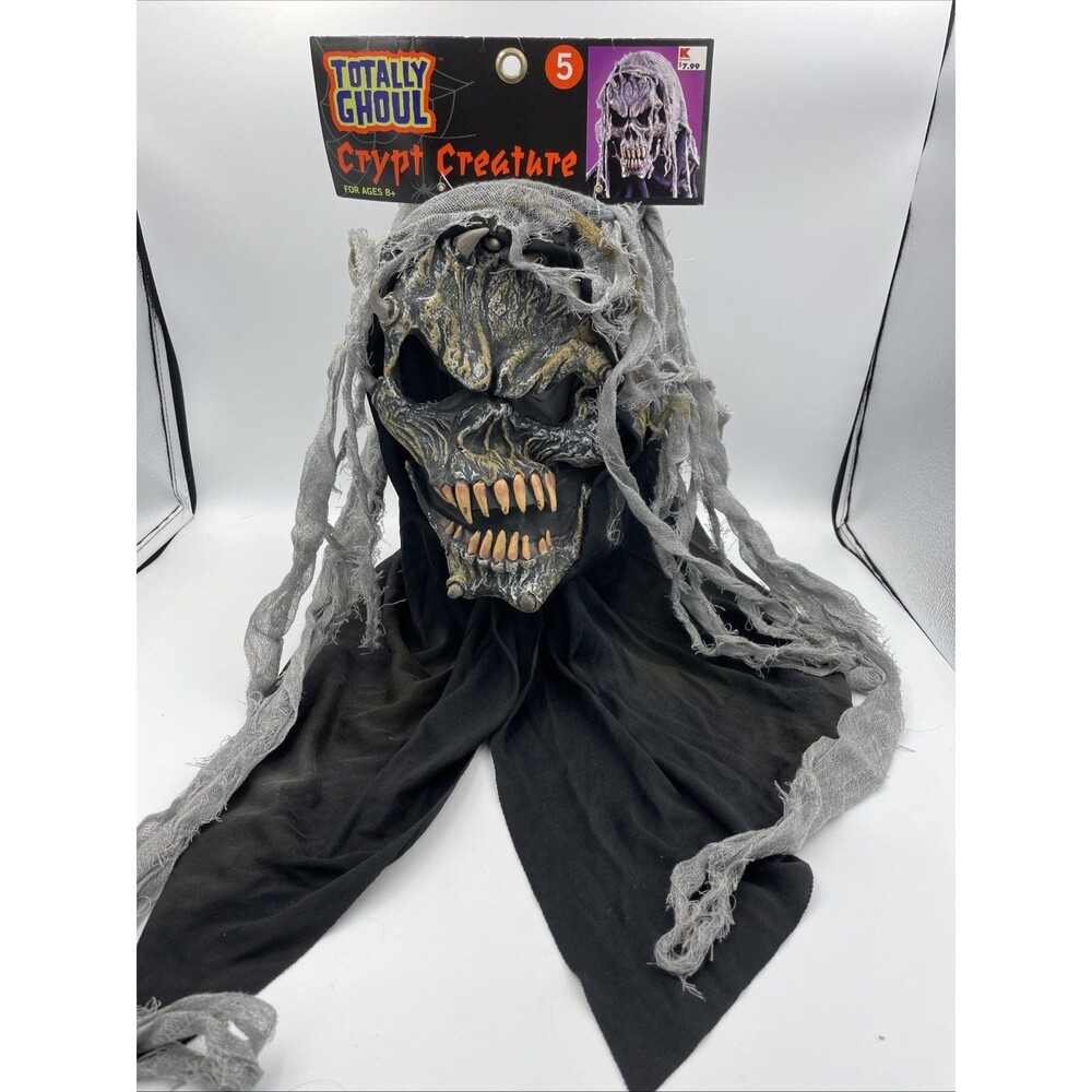 New Creepy Crypt Halloween Mask Scary Skeleton Totally Ghoul Horror Kmart Old